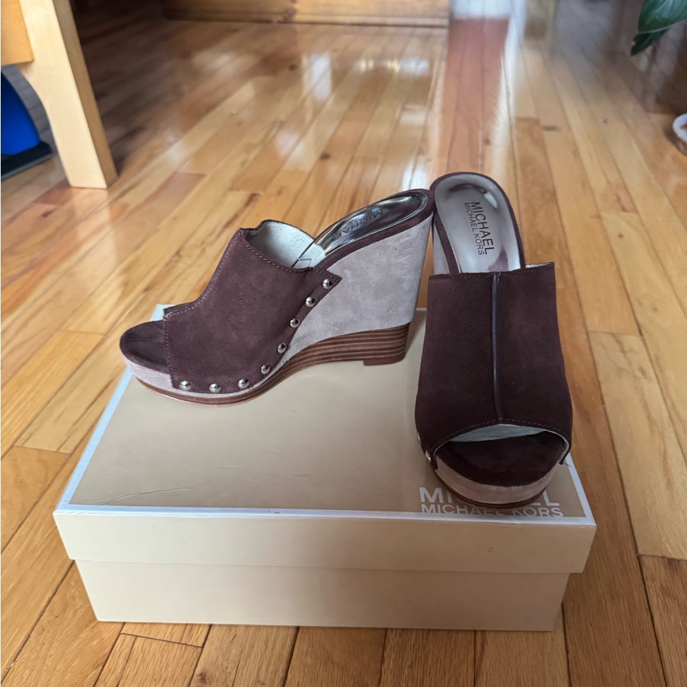 Michael Kors Brown and Tan Women's Wedge Sandals